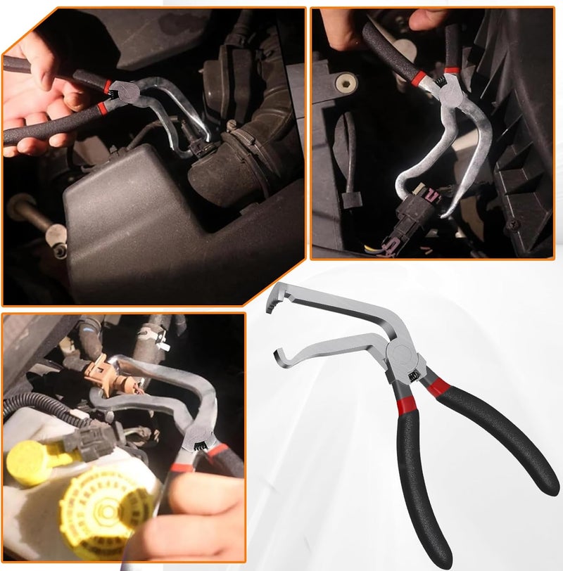 Guweta Electrical Disconnect Pliers for Cars - Automotive Electrical Connector Disconnect Pliers Long Spark Plug Disassembly Pliers Electrical Plug Fuel Line Disconnect Tools Pliers 60 Degree - Image 2
